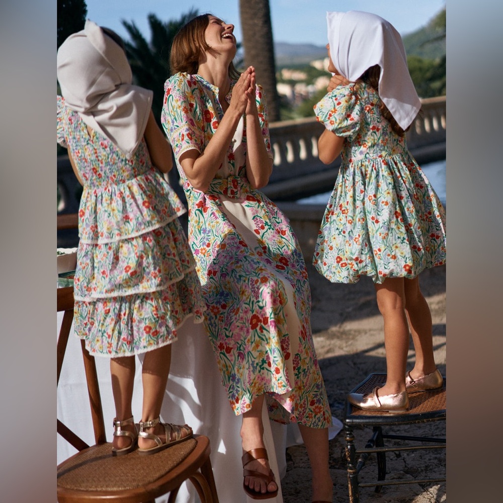 Boden Floral Midi Dress in Cream with Multicolor Print - Picture 7 of 14